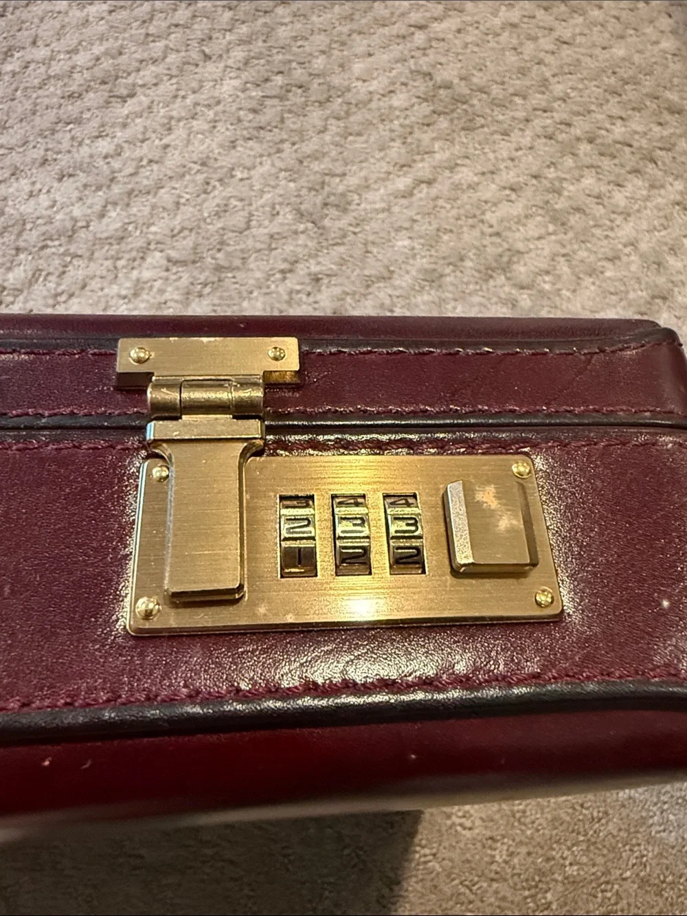 New Burgundy Leather Men's Briefcase with leather legal size pad holder